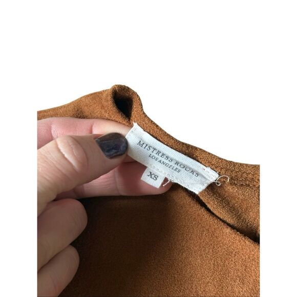 Mistress Rocks Tan Brown Faux Suede Long Sleeve Mini Dress XS ASO Kylie Jenner - Picture 5 of 11